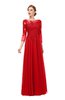 ColsBM Dixie Flame Scarlet Bridesmaid Dresses Lace Zip up Mature Floor Length Bateau Three-fourths Length Sleeve