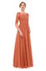ColsBM Dixie Flamingo Bridesmaid Dresses Lace Zip up Mature Floor Length Bateau Three-fourths Length Sleeve