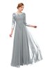 ColsBM Dixie Frost Grey Bridesmaid Dresses Lace Zip up Mature Floor Length Bateau Three-fourths Length Sleeve