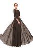 ColsBM Dixie Fudge Brown Bridesmaid Dresses Lace Zip up Mature Floor Length Bateau Three-fourths Length Sleeve