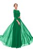 ColsBM Dixie Green Bridesmaid Dresses Lace Zip up Mature Floor Length Bateau Three-fourths Length Sleeve
