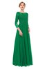 ColsBM Dixie Green Bridesmaid Dresses Lace Zip up Mature Floor Length Bateau Three-fourths Length Sleeve