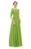 ColsBM Dixie Greenery Bridesmaid Dresses Lace Zip up Mature Floor Length Bateau Three-fourths Length Sleeve