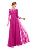 ColsBM Dixie Hot Pink Bridesmaid Dresses Lace Zip up Mature Floor Length Bateau Three-fourths Length Sleeve