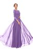 ColsBM Dixie Hyacinth Bridesmaid Dresses Lace Zip up Mature Floor Length Bateau Three-fourths Length Sleeve