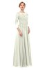 ColsBM Dixie Ivory Bridesmaid Dresses Lace Zip up Mature Floor Length Bateau Three-fourths Length Sleeve
