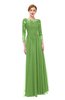 ColsBM Dixie Kiwi Green Bridesmaid Dresses Lace Zip up Mature Floor Length Bateau Three-fourths Length Sleeve