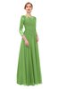 ColsBM Dixie Kiwi Green Bridesmaid Dresses Lace Zip up Mature Floor Length Bateau Three-fourths Length Sleeve