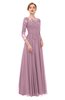 ColsBM Dixie Lilas Bridesmaid Dresses Lace Zip up Mature Floor Length Bateau Three-fourths Length Sleeve