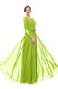 ColsBM Dixie Lime Green Bridesmaid Dresses Lace Zip up Mature Floor Length Bateau Three-fourths Length Sleeve