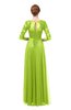 ColsBM Dixie Lime Green Bridesmaid Dresses Lace Zip up Mature Floor Length Bateau Three-fourths Length Sleeve