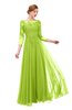 ColsBM Dixie Lime Green Bridesmaid Dresses Lace Zip up Mature Floor Length Bateau Three-fourths Length Sleeve