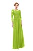 ColsBM Dixie Lime Green Bridesmaid Dresses Lace Zip up Mature Floor Length Bateau Three-fourths Length Sleeve