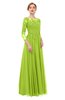 ColsBM Dixie Lime Green Bridesmaid Dresses Lace Zip up Mature Floor Length Bateau Three-fourths Length Sleeve