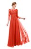 ColsBM Dixie Mandarin Red Bridesmaid Dresses Lace Zip up Mature Floor Length Bateau Three-fourths Length Sleeve