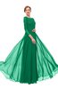 ColsBM Dixie Pepper Green Bridesmaid Dresses Lace Zip up Mature Floor Length Bateau Three-fourths Length Sleeve