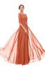 ColsBM Dixie Persimmon Bridesmaid Dresses Lace Zip up Mature Floor Length Bateau Three-fourths Length Sleeve