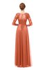 ColsBM Dixie Persimmon Bridesmaid Dresses Lace Zip up Mature Floor Length Bateau Three-fourths Length Sleeve