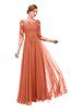 ColsBM Dixie Persimmon Bridesmaid Dresses Lace Zip up Mature Floor Length Bateau Three-fourths Length Sleeve