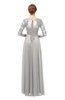 ColsBM Dixie Platinum Bridesmaid Dresses Lace Zip up Mature Floor Length Bateau Three-fourths Length Sleeve