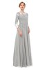 ColsBM Dixie Platinum Bridesmaid Dresses Lace Zip up Mature Floor Length Bateau Three-fourths Length Sleeve