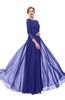 ColsBM Dixie Purple Bridesmaid Dresses Lace Zip up Mature Floor Length Bateau Three-fourths Length Sleeve