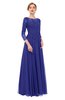 ColsBM Dixie Purple Bridesmaid Dresses Lace Zip up Mature Floor Length Bateau Three-fourths Length Sleeve