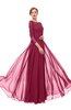 ColsBM Dixie Red Bud Bridesmaid Dresses Lace Zip up Mature Floor Length Bateau Three-fourths Length Sleeve
