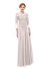 ColsBM Dixie Rosewater Pink Bridesmaid Dresses Lace Zip up Mature Floor Length Bateau Three-fourths Length Sleeve