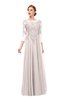 ColsBM Dixie Rosewater Pink Bridesmaid Dresses Lace Zip up Mature Floor Length Bateau Three-fourths Length Sleeve