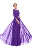 ColsBM Dixie Royal Purple Bridesmaid Dresses Lace Zip up Mature Floor Length Bateau Three-fourths Length Sleeve