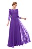ColsBM Dixie Royal Purple Bridesmaid Dresses Lace Zip up Mature Floor Length Bateau Three-fourths Length Sleeve