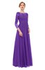 ColsBM Dixie Royal Purple Bridesmaid Dresses Lace Zip up Mature Floor Length Bateau Three-fourths Length Sleeve
