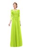 ColsBM Dixie Sharp Green Bridesmaid Dresses Lace Zip up Mature Floor Length Bateau Three-fourths Length Sleeve