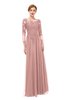 ColsBM Dixie Silver Pink Bridesmaid Dresses Lace Zip up Mature Floor Length Bateau Three-fourths Length Sleeve