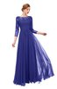 ColsBM Dixie Spectrum Blue Bridesmaid Dresses Lace Zip up Mature Floor Length Bateau Three-fourths Length Sleeve