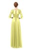 ColsBM Dixie Wax Yellow Bridesmaid Dresses Lace Zip up Mature Floor Length Bateau Three-fourths Length Sleeve