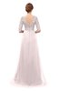 ColsBM Harper Angel Wing Bridesmaid Dresses Half Backless Elbow Length Sleeve Mature Sweep Train A-line V-neck