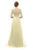 ColsBM Harper Anise Flower Bridesmaid Dresses Half Backless Elbow Length Sleeve Mature Sweep Train A-line V-neck