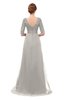 ColsBM Harper Ashes Of Roses Bridesmaid Dresses Half Backless Elbow Length Sleeve Mature Sweep Train A-line V-neck