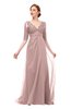 ColsBM Harper Bridal Rose Bridesmaid Dresses Half Backless Elbow Length Sleeve Mature Sweep Train A-line V-neck
