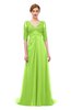 ColsBM Harper Bright Green Bridesmaid Dresses Half Backless Elbow Length Sleeve Mature Sweep Train A-line V-neck