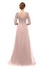 ColsBM Harper Dusty Rose Bridesmaid Dresses Half Backless Elbow Length Sleeve Mature Sweep Train A-line V-neck