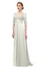 ColsBM Harper Ivory Bridesmaid Dresses Half Backless Elbow Length Sleeve Mature Sweep Train A-line V-neck