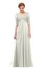 ColsBM Harper Ivory Bridesmaid Dresses Half Backless Elbow Length Sleeve Mature Sweep Train A-line V-neck