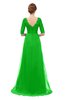 ColsBM Harper Jasmine Green Bridesmaid Dresses Half Backless Elbow Length Sleeve Mature Sweep Train A-line V-neck
