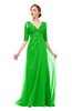 ColsBM Harper Jasmine Green Bridesmaid Dresses Half Backless Elbow Length Sleeve Mature Sweep Train A-line V-neck