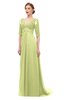 ColsBM Harper Lime Sherbet Bridesmaid Dresses Half Backless Elbow Length Sleeve Mature Sweep Train A-line V-neck