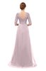 ColsBM Harper Pale Lilac Bridesmaid Dresses Half Backless Elbow Length Sleeve Mature Sweep Train A-line V-neck