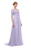 ColsBM Harper Pastel Lilac Bridesmaid Dresses Half Backless Elbow Length Sleeve Mature Sweep Train A-line V-neck